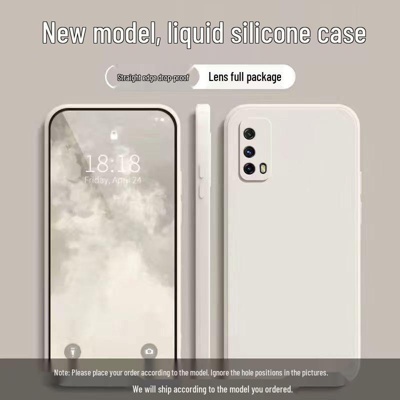 iQOO Z1x Liquid Case: Simple Solid Color, Drop-Proof, Soft, and Personalized Straight Edge Design.