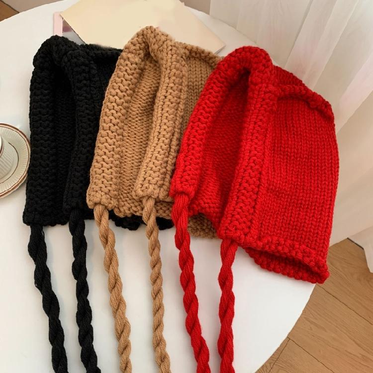 Oversized Unisex Knit Hooded with Neck Warmer Weaving Hat for Outdoor Activities and Street Fashion