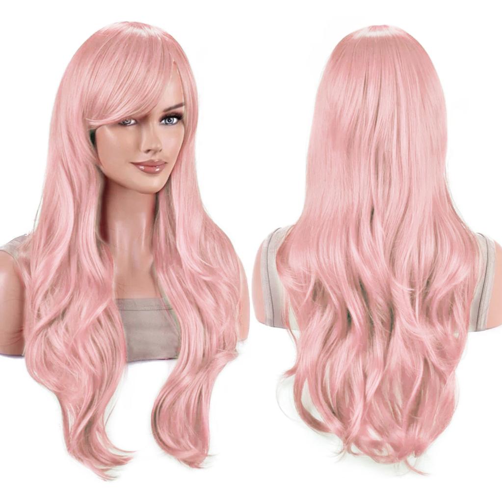 Parrucche Colorate Sintetiche Ondulate per Cosplay Lunghe 70cm con Frangia Parrucca Costume per Donne