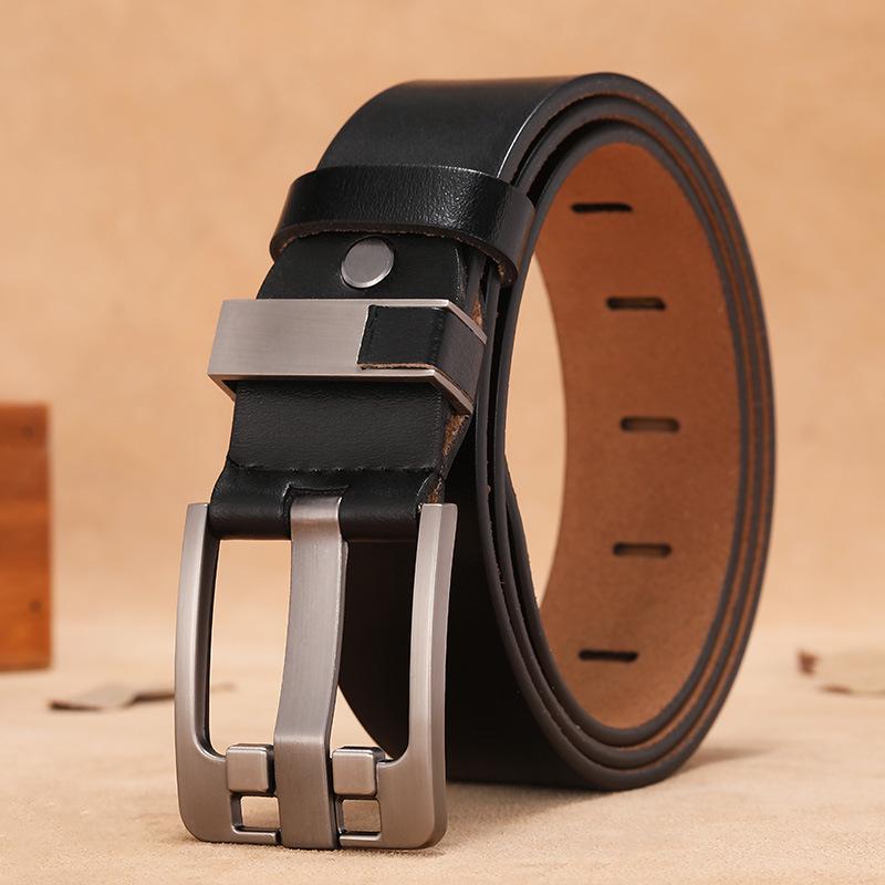 Men's Genuine Leather Extra-Long Black Plus Size Belt
