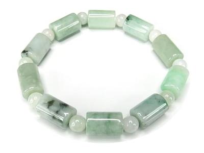 [Stone Town] Natural Jadeite Cylinder with Jade Pattern, Approx. 8.5mm, Design Bracelet