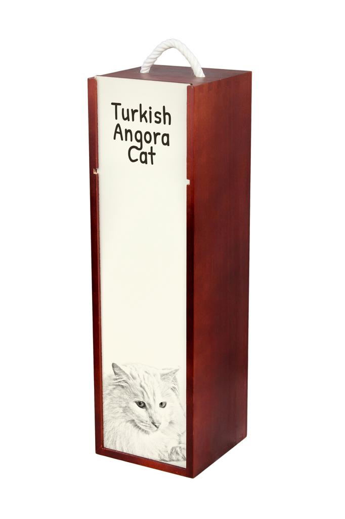 Turkish Angora - wine box with a cat, alcohol box with graphics, personalized gift box from the Art-Dog brand