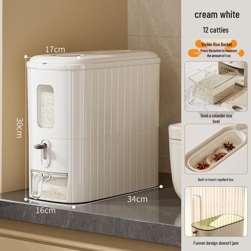 Large Sealed Food-Grade Rice Storage Bin - Moisture & Insect-Proof Kitchen Container