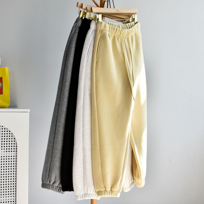 Thick Fleece Lined Winter Pants Men Women Casual Sports Wide Leg Joggers Warm Trousers