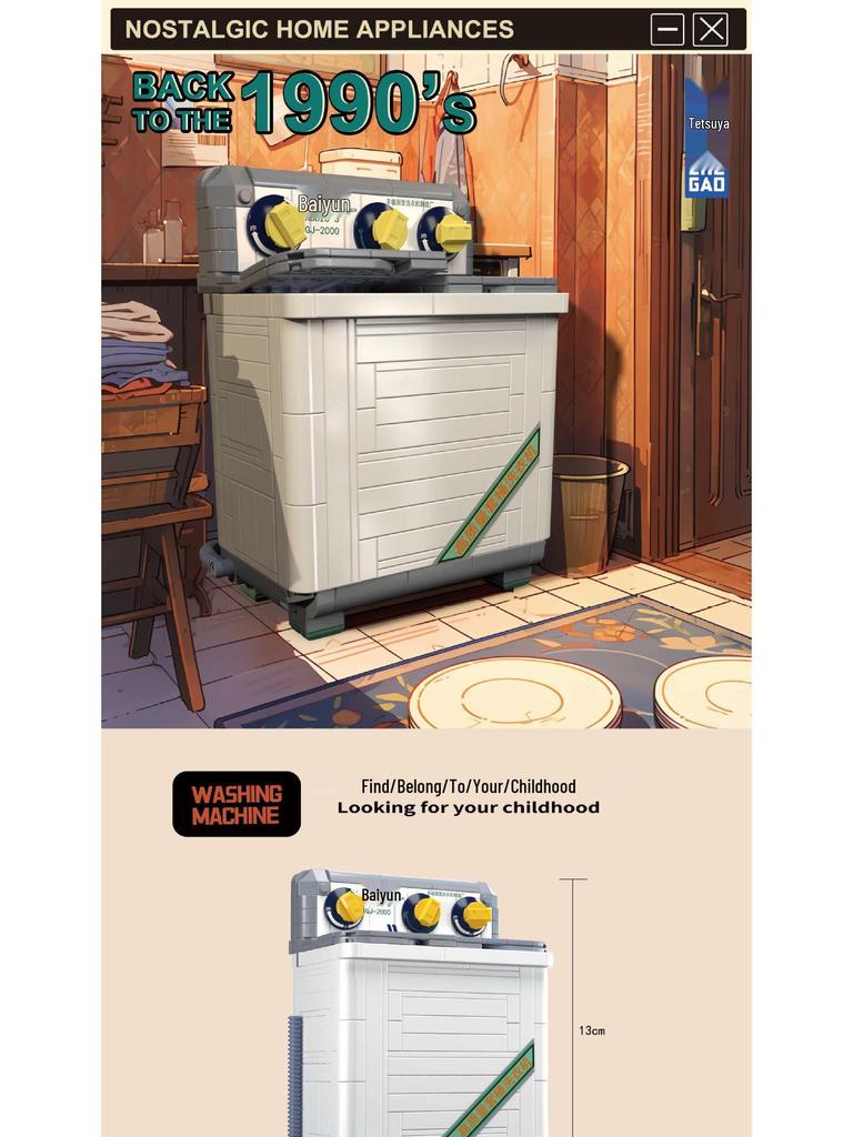 Retro TV & Fridge Building Block Set: Nostalgic Home Appliance Educational Toy Ornaments