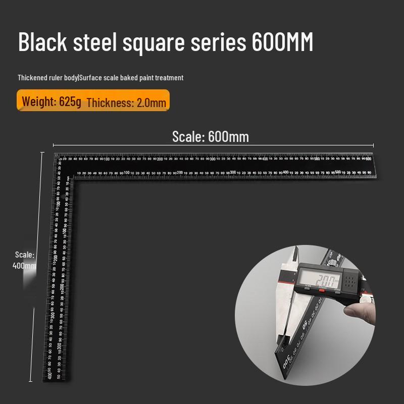 High-Quality Stainless Steel Multi-Functional L-Square Ruler, 300mm & 500mm, for Woodworking and Angled Measurements.