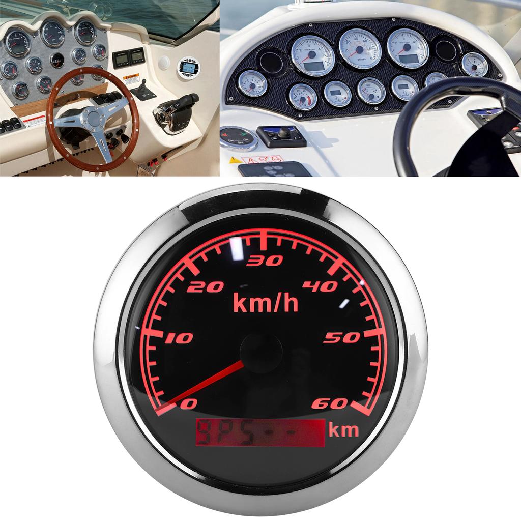 85mm 60KM H GPS Speedometer IP67 Waterproof Universal for Marine Ships Yachts Car MotorcycleBlack Dial