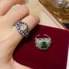 Exquisite Retro Zircon Flower Oval Open Ring: Sparkly, Fashionable & Versatile Index Finger Jewelry