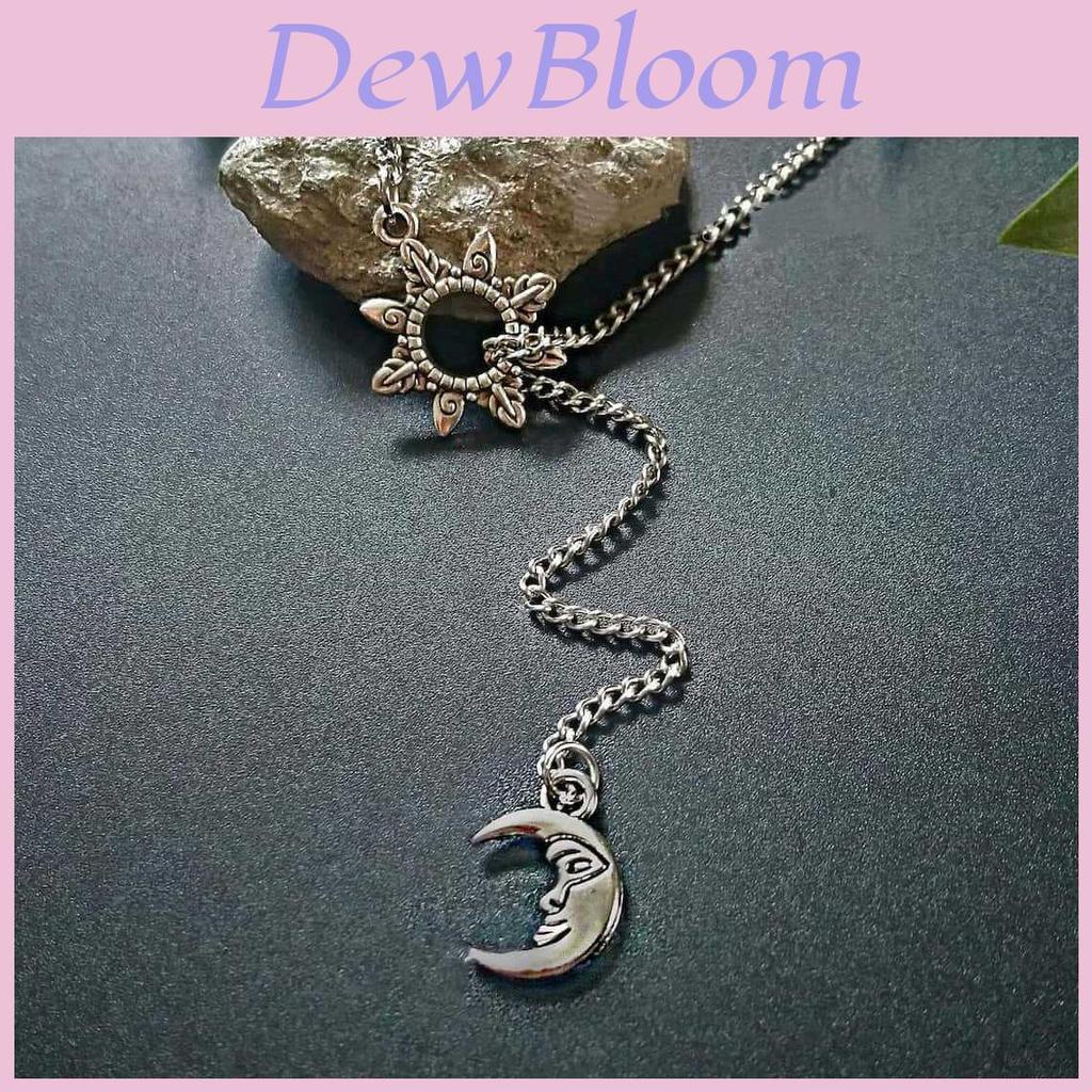 Bohemian Moon Pendant Necklace With Silver Tassel And Irregular Chain For Party Wear