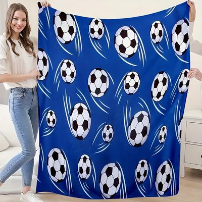 Personalized Soccer Ball Blanket Name Sport Pattern Soft Fleece Throw Gift Home Decor Football Theme