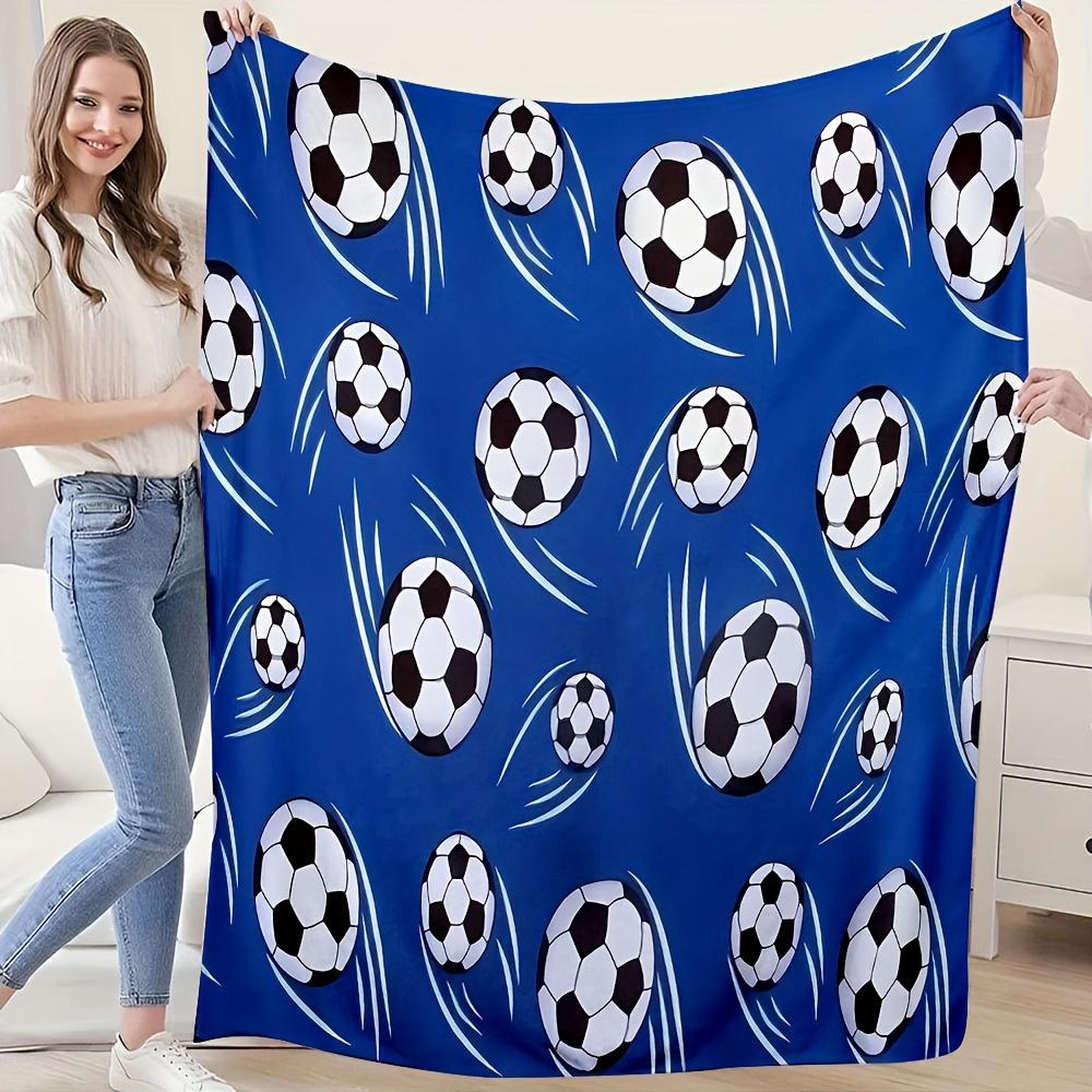 

Personalized Soccer Ball Blanket Name Sport Pattern Soft Fleece Throw Gift Home Decor Football Theme 75x100cm