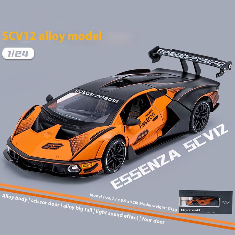 1:24 High-quality Alloy Sports Car Model, Cool Sound and Light, Scissor Door Design, Strong Visual Impact