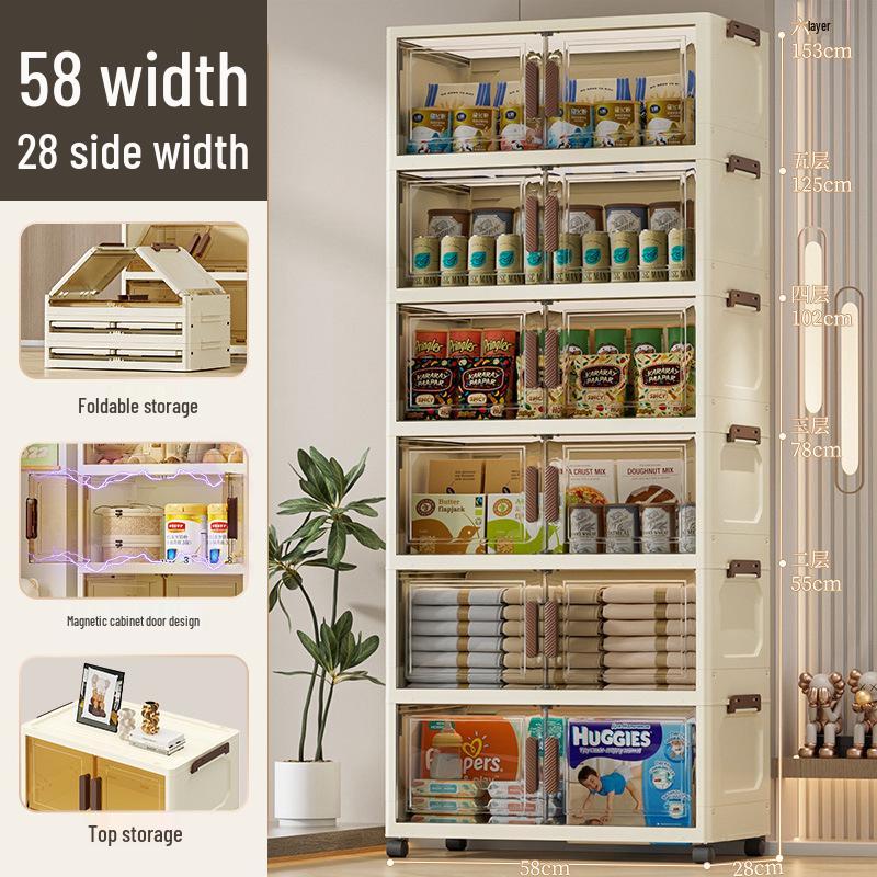 Foldable Multi-layer Storage Cabinet: No-Install Wardrobe for Living Room, Toys, Snacks