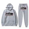 Conjunto de Sudadera Holgada de Manga Larga de Felpa para Hombre y Mujer con Pantalón, Sudadera con Capucha Estampada Bordada