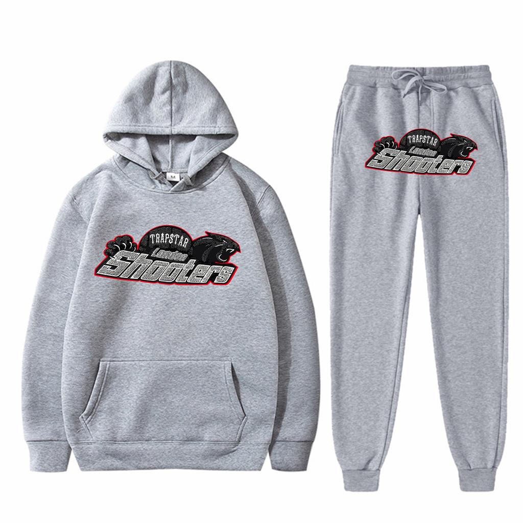 Conjunto de Sudadera Holgada de Manga Larga de Felpa para Hombre y Mujer con Pantalón, Sudadera con Capucha Estampada Bordada
