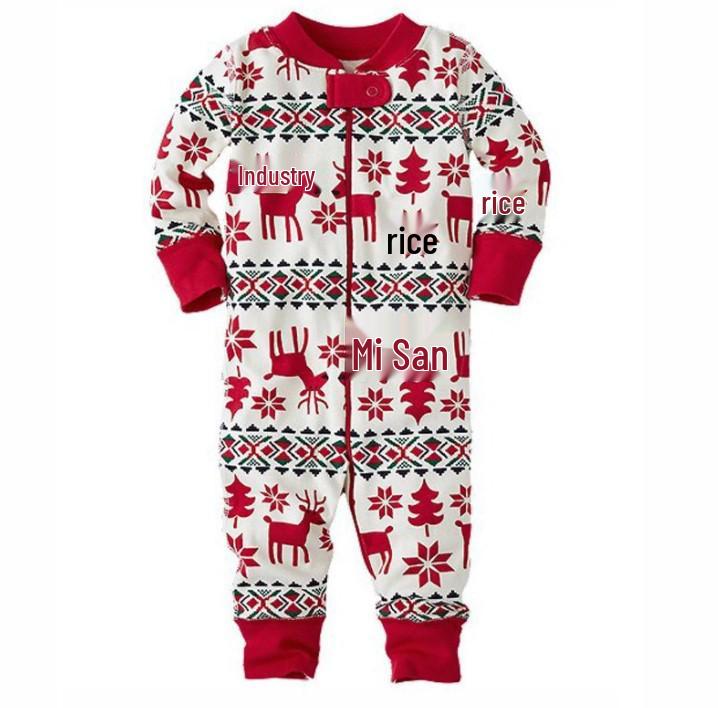 European & American Christmas Family Pajama Set - Print Top, Long Sleeve, Long Pants