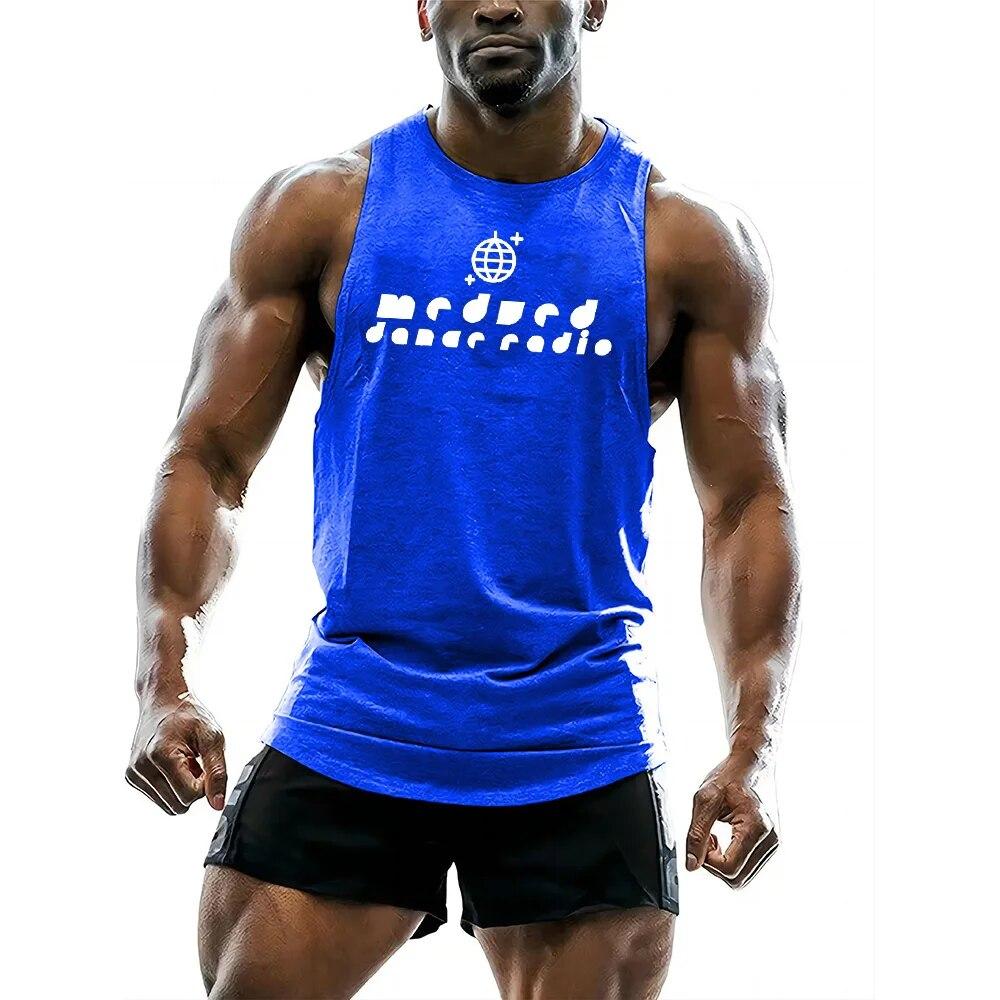Summer Crew-neck Adult Men's Sports Style Fashion 2D Printed Sleeveless Sports Quick-drying Vest Fitness Sports Sleeveless Vest