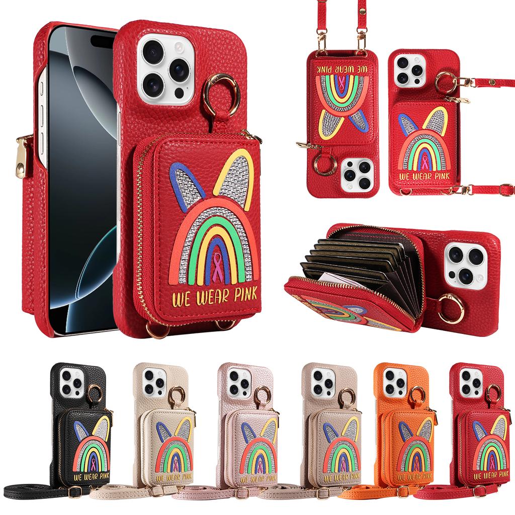 Noctilucent Crossbody Bag Faux Leather Phone Case for IPhone16 15 14 13 12 11 7 8 XS XRSeries Multi-card Slot, Bracket Function