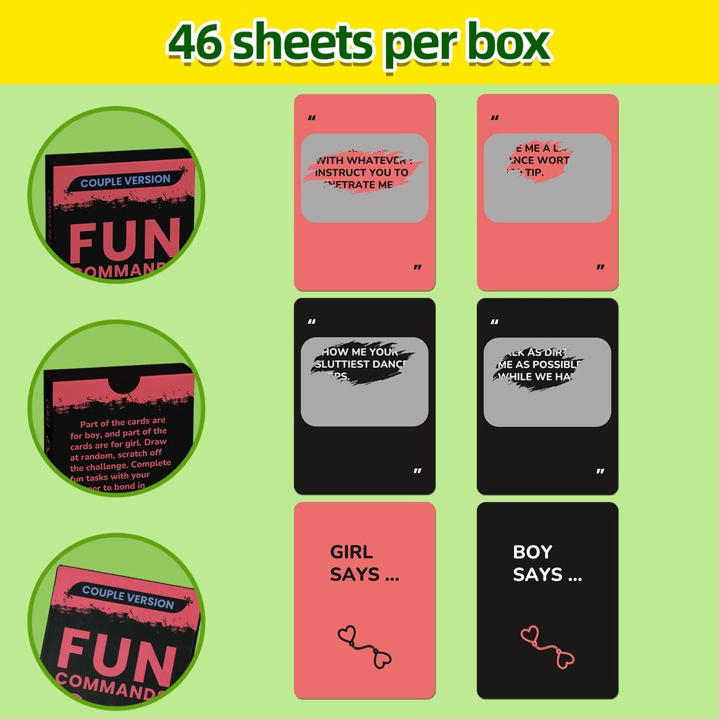 46 Black Scratch-off Cards For Boys And Girls, Interactive Laminated Game Cards For Couples And Lovers.