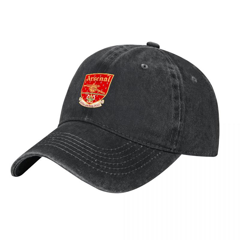 Arsenal Football Club Logo Washed Cotton Baseball Cap Classic Team Crest Design Adjustable Fit Unisex Canvas Hat for Fans
