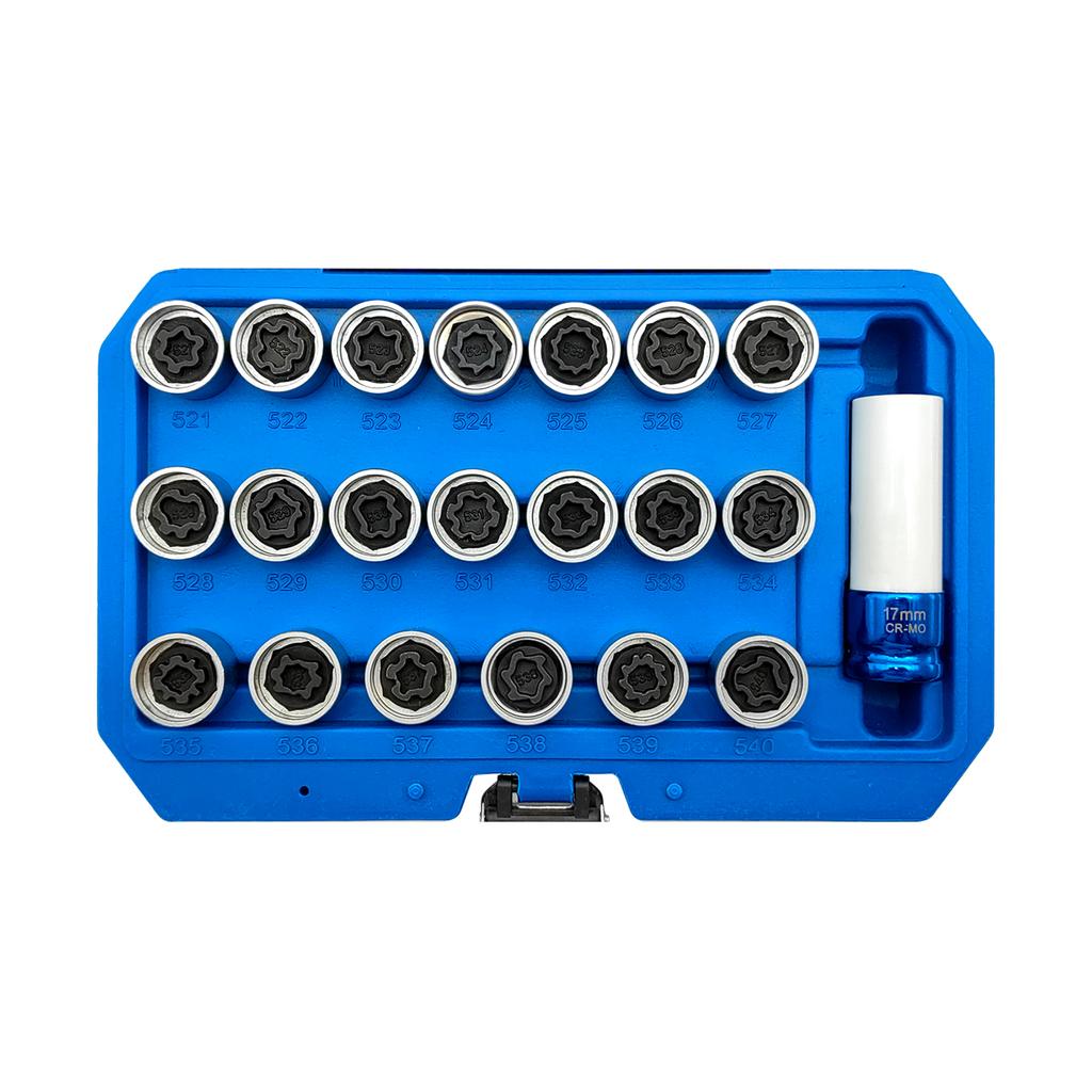 21Pcs Security Master Locking Wheel Nut Key Antitheft Screw Socket Wrench Tool Kit Replacement for