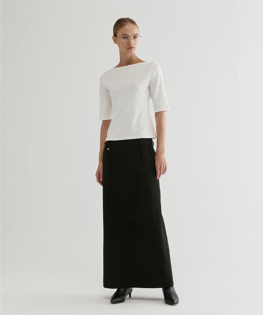 FROMWHERE Belted Straight Maxi Skirt Black