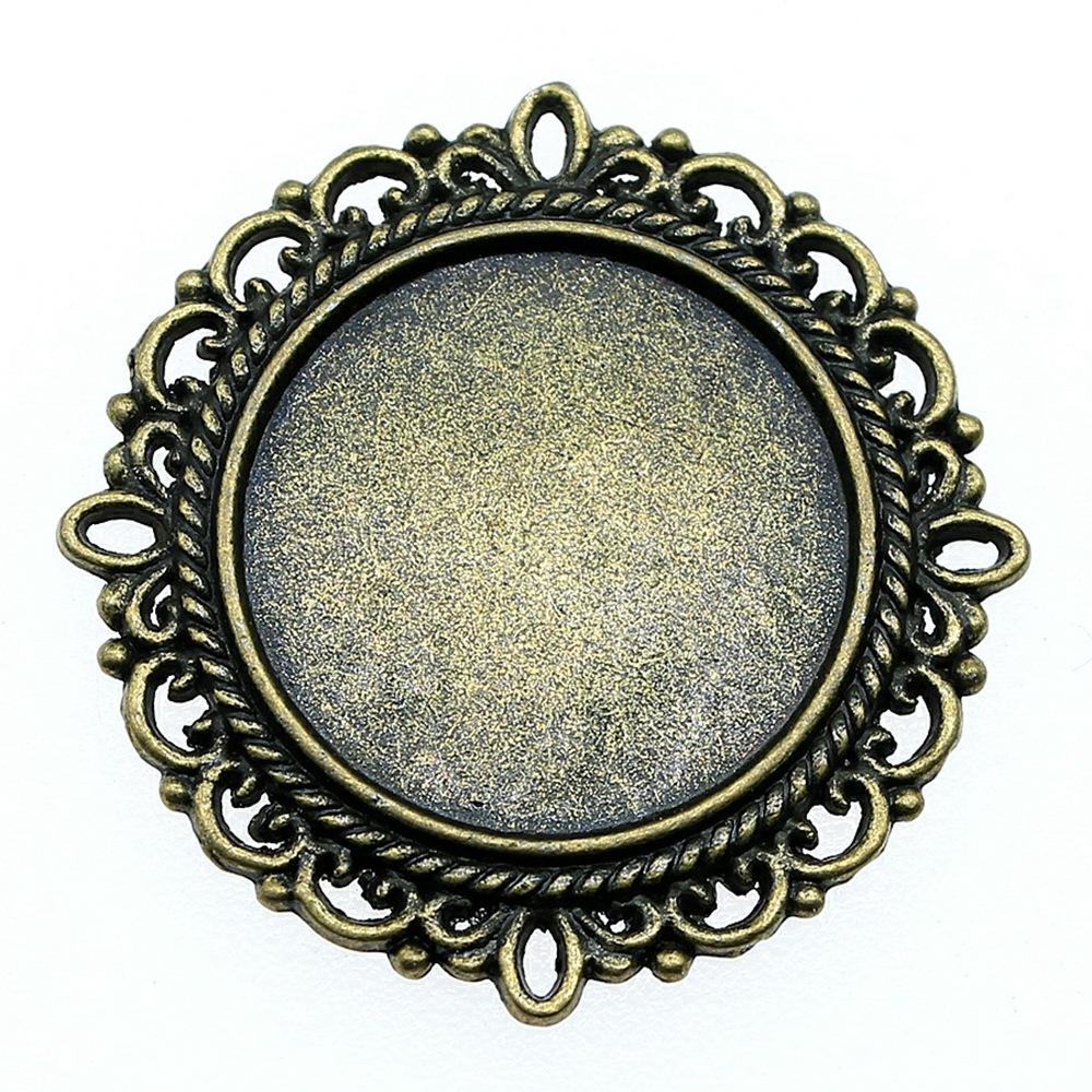 10 Stück 20mm Innenmaß Antik-Bronze Farbe 34 Stil Cabochon Fassung Anhänger Passend für 20mm Glas Cabochon