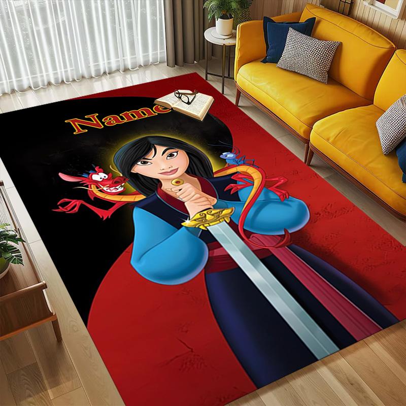 Personalized Name Princesses' Garden Living Room Non-Slip Area Rug Soft Carpet for Bedroom Kids Playroom Sofa,Office Home Decor Doormat