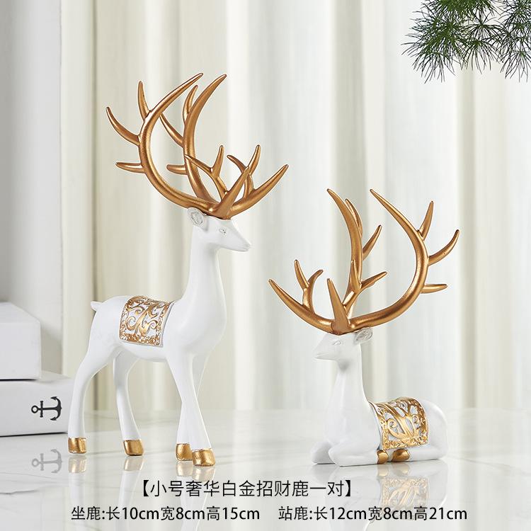 2szt/zestaw Deer Statue, Złoty Jeleń Dekoracja Świąteczna, Żywica Łoś Renifer Szczęśliwe Rzeźby Jelenia Do Dekoracji Biurka