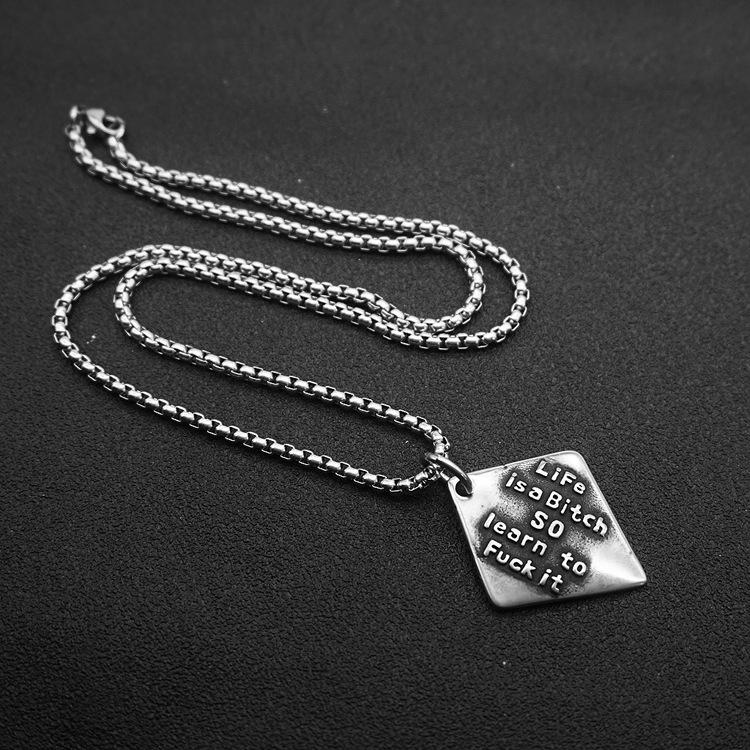 Unisex Titanium Steel Dog Tag Pendant with Punk Rock and Hip-Hop Design