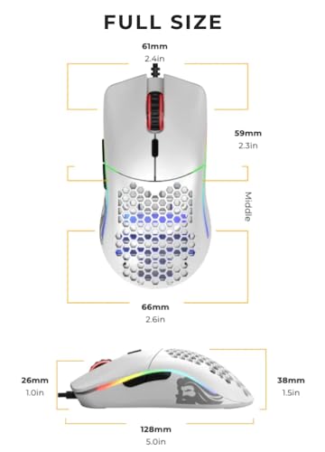 Glorious Model O Gaming Mouse, White, RGB, 6 Programmable Buttons, USB Wired, Lightweight, Official Japanese Product (67g)