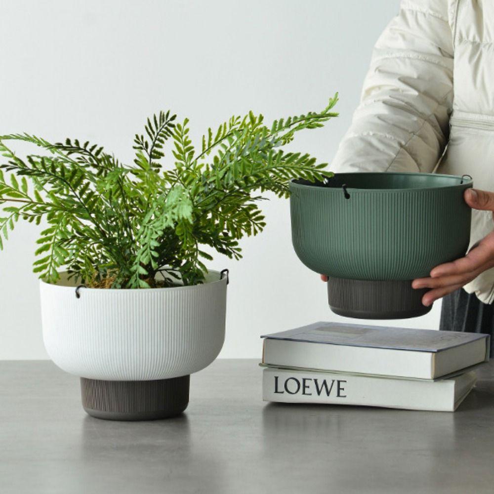 Self Watering Hanging Flower Pots White Green Grey Detachable Base Plant Flowerpot Thickened Drainage Planter Indoor Plants