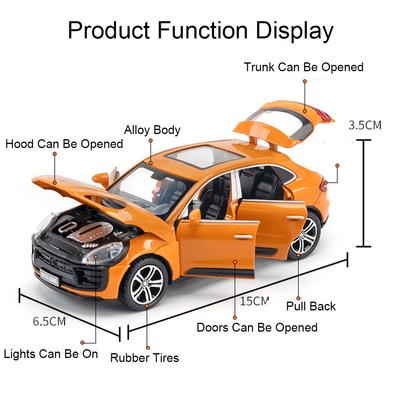 1:32 Scale Panamera Macan Model Car Toy Sound Light Doors Opened Alloy Diecast Sports Cars Models Home Decor Decoration