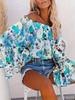 Spring/Summer Floral Off-the-Shoulder Bell Sleeve Top