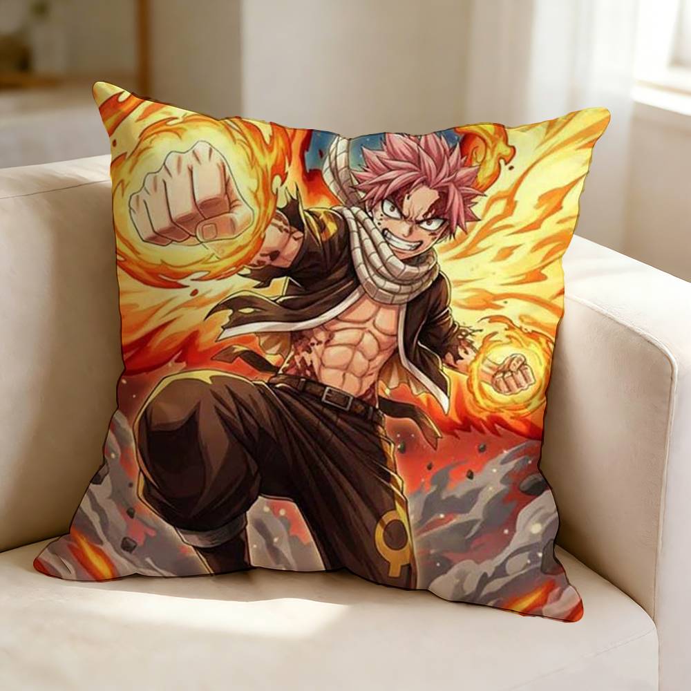 Adventure Anime F-Fairy T-Tail  Square Double-Sided printed Pillow Case Bedroom Bedside Pillow Sofa Cushion Cover