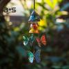 Butterfly Wind Chime Metal Stained Glass Wind Chime Hanging Decoration for Indoor Outdoor Garden Patio Porch Home Decor