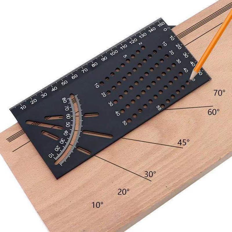 90 45 Degree Aluminum Alloy Angle Ruler Multifunctional Right Angle Marking Ruler Gauges Measuring Gauging Woodworking Tools
