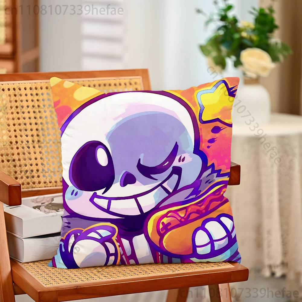 UUndertaleS Sans Pillow Case Plush Pillow Cases Home Decoration Pillow Cover for Sofa Bed Chair Living Room