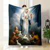 Our Lady of Grace Blanket with Children and Lambs Print  Printed Blanket for Living Room Bed Couch Lunch Break Blanket for Friend's Festival Gift