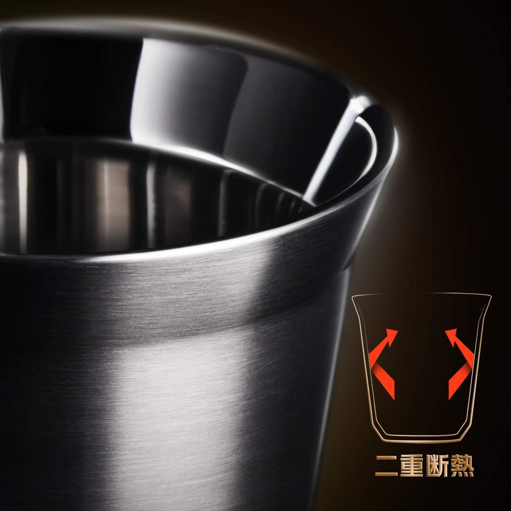 Stainless Steel Espresso Set of for Sake and Stainless Steel Cups with Storage Box Love-KANKEI Cups, 2, 150ml, Coffee, Double-Layered