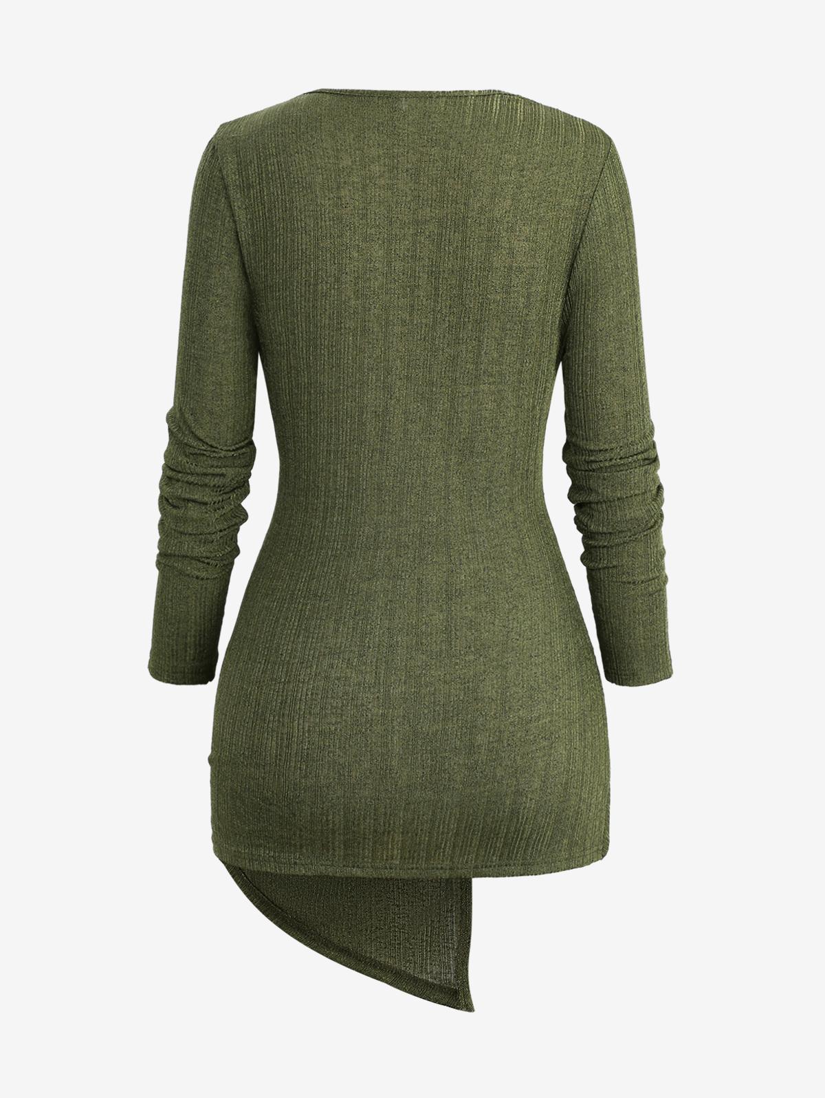 Rosegal Plus Size Twist Ruched Асимметричный ребристый текстурированный топ 3XL — фото 2