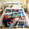 Abstract Geometric Theme Custom Blanket Personalized Name & Text Customized Soft Warm Throw Blanket Home Decor