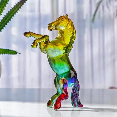 Figurka koně z umělého křišťálu Malá čirá soška koně Sběratelská zvířecí socha pro obývací pokoj Domácí kancelář Stolní dekorace