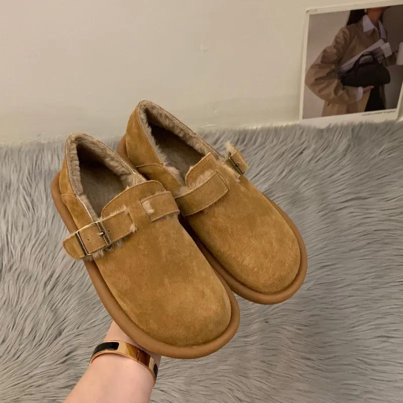 2024 New Women's Shoes Sen Series Khaki Flat Shoes French Retro Single Shoes Lefu Shoes Frosted Boken Shoes Autumn and Winter