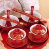 Double Happiness Newlywed Tea Set: Red Bowls, Chopsticks, and Spoons