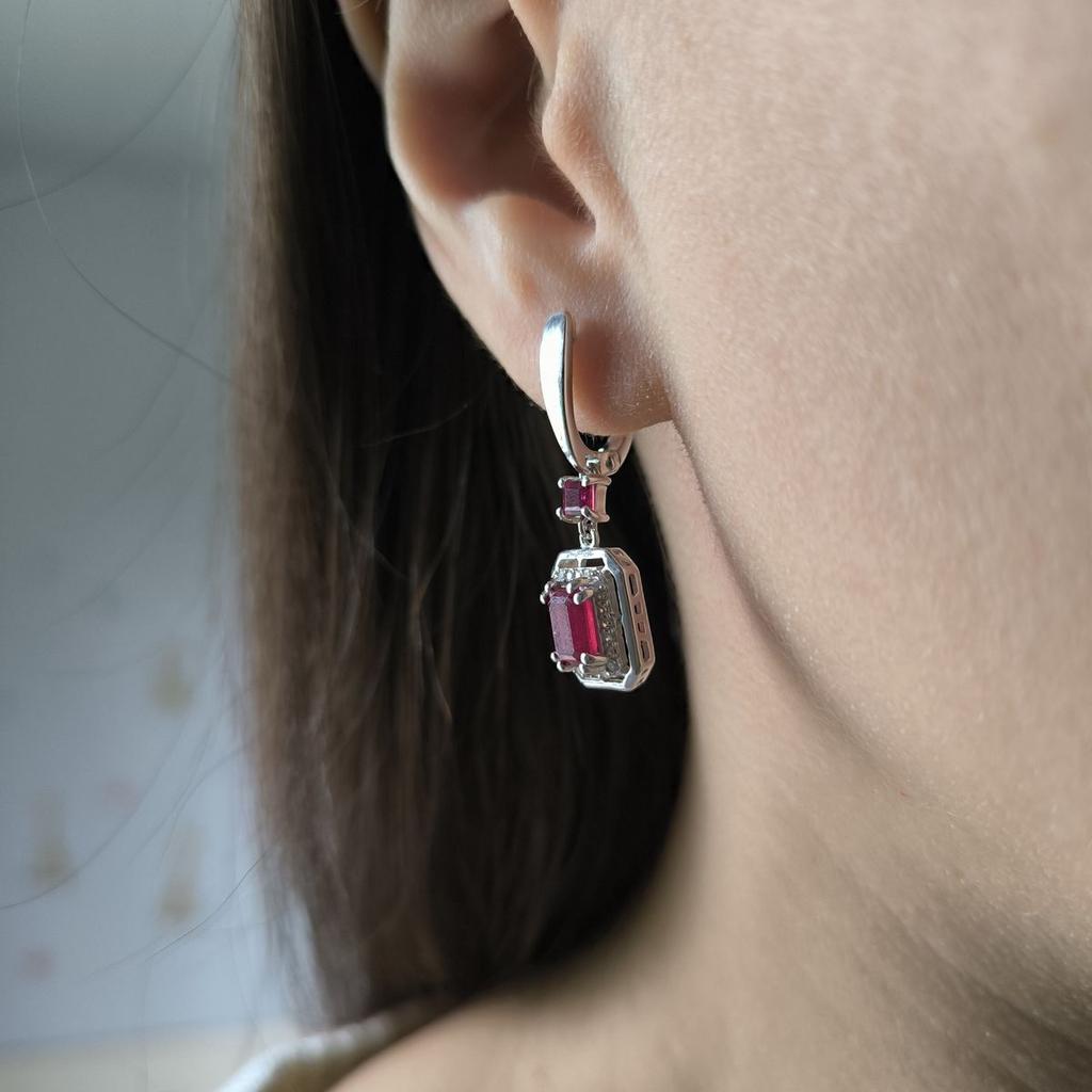 Серебряные серьги с натуральным рубином 1.717ct (2194897)