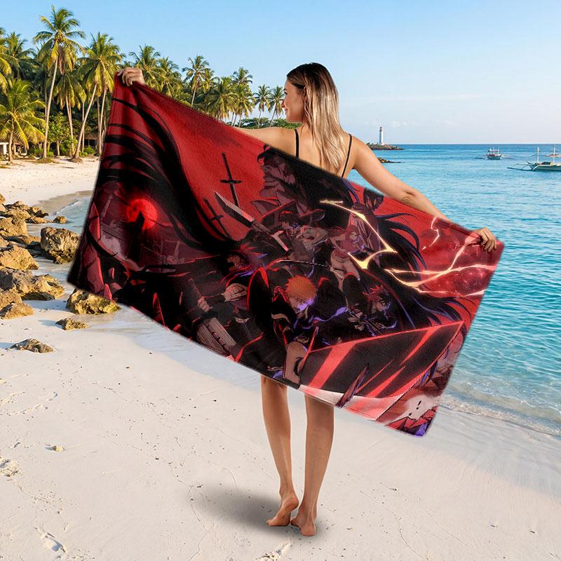 Large Beach TowelBleach Anime Soft Absorbent Towel Beach Bath Home Use