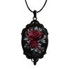 Mörkröd Ros Utsökt Mönster Glas Hänge Halsband