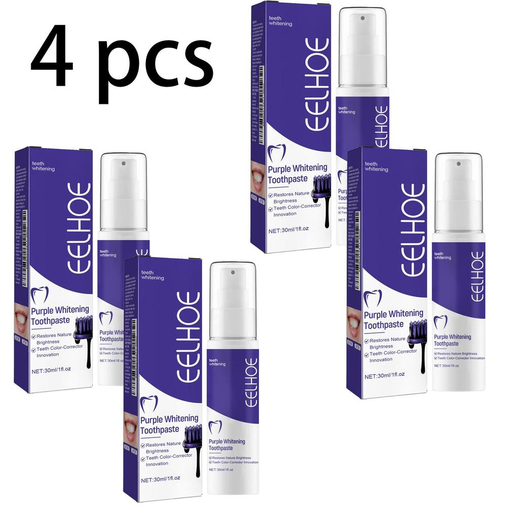 EELHOE Purple Toothpaste (30ml) whitens teeth, deeply cleans, removes stains and plaque, freshens breath, and gently cares for oral hygiene.