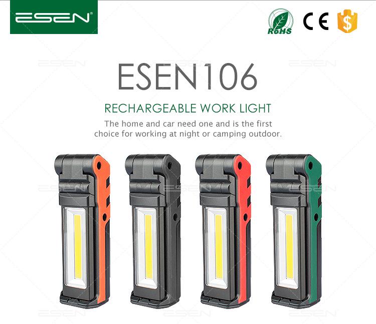 USB Rechargeable Folding LED Work Light - Rotating COB Flashlight for Car Repair and Inspection
